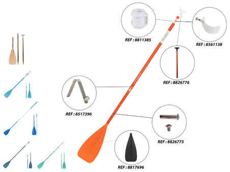 Paddle Collapsible and adjustable 3-part stand-up paddle (170-220 cm orange)