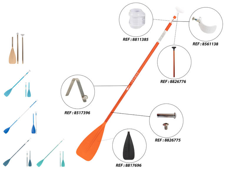 Paddle Collapsible and adjustable 3-part stand-up paddle (170-220 cm orange)