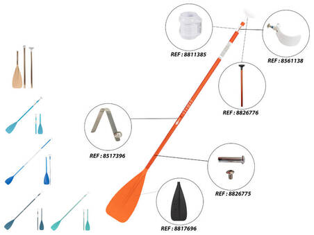 Dayung Stand Up Paddle 3-Bagian Dapat Disesuaikan 170-220 cm - Jingga