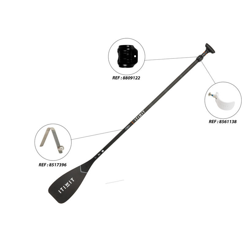 Pagaie Carbon Demontabilă și Reglabilă Stand up paddle 900 170 -210 cm Negru