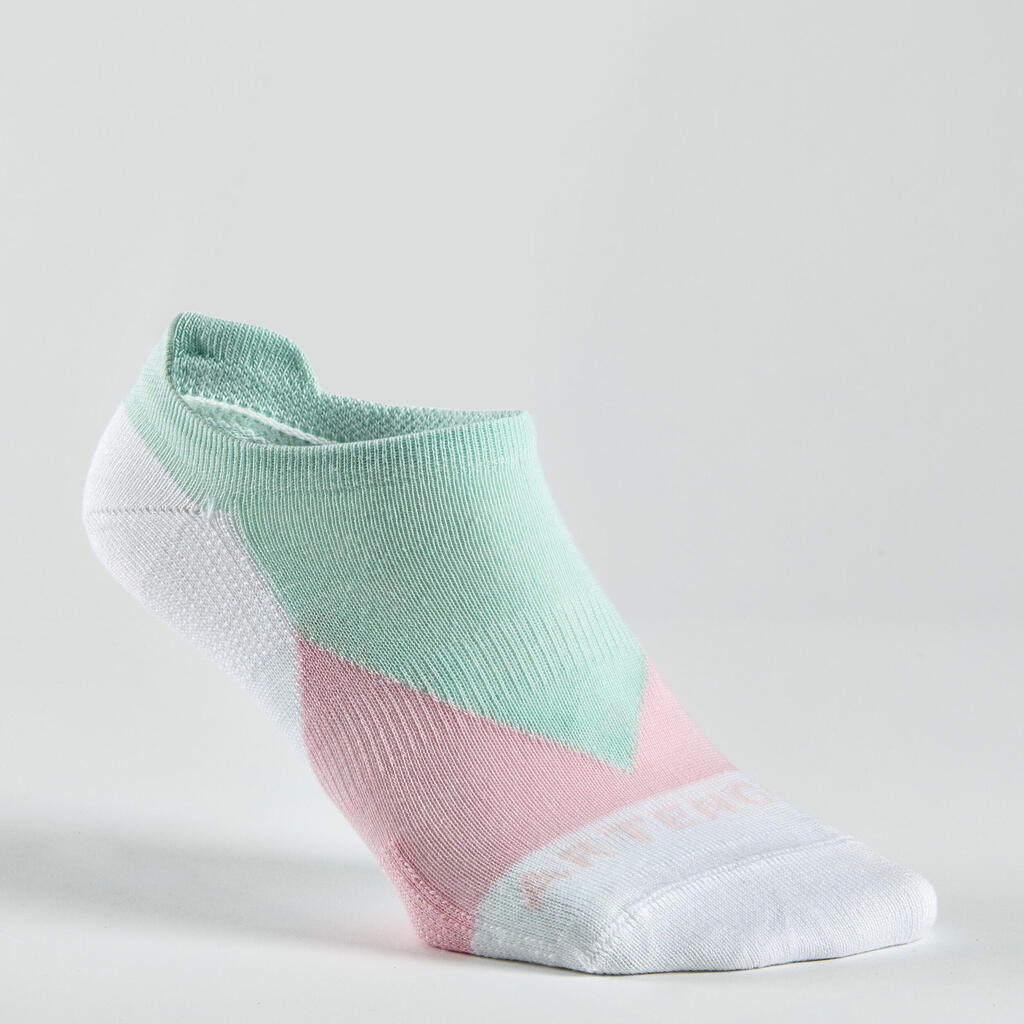 Chaussettes de sport basses Artengo RS 160 motif rose lot de 3.