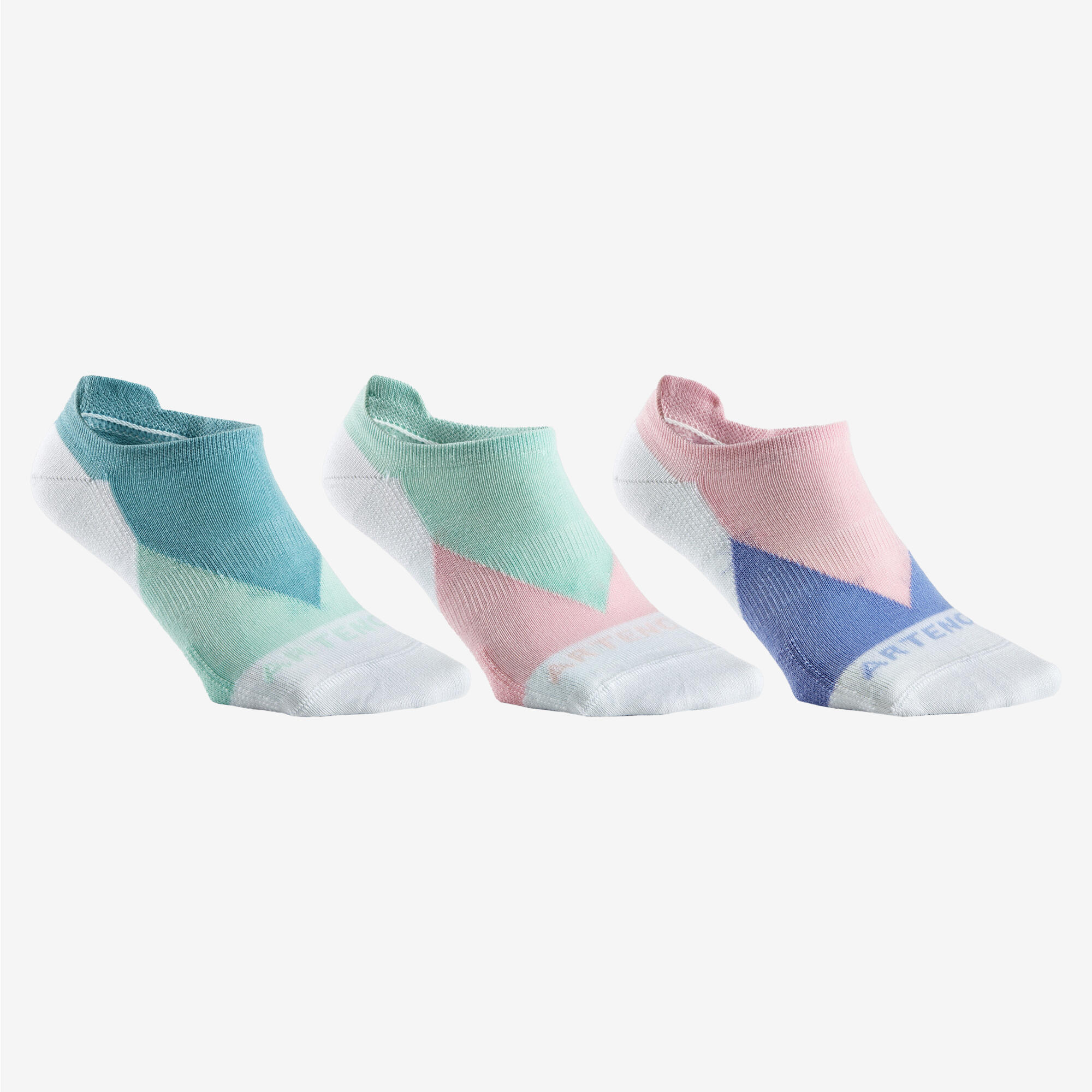 ARTENGO Low Sports Socks RS 160 Tri-Pack - Colour Block/Pink