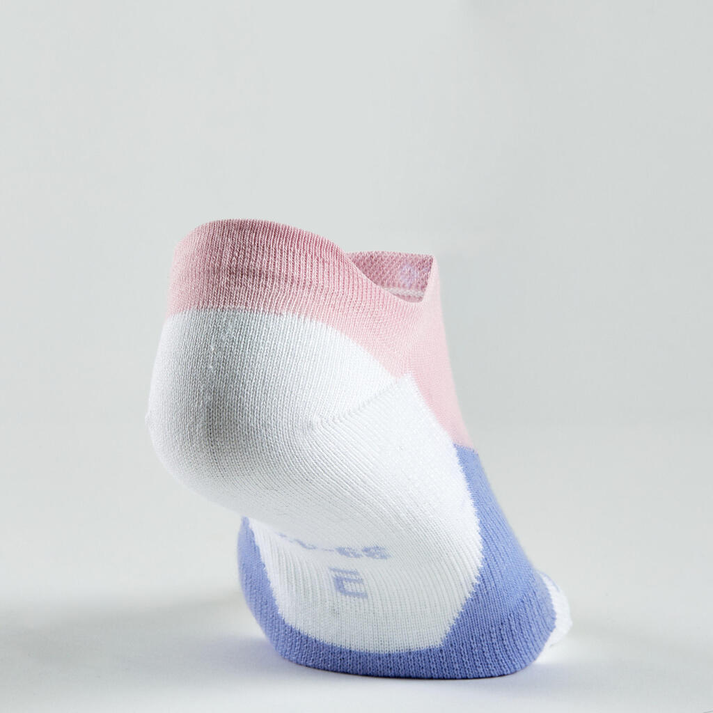 Chaussettes de sport basses Artengo RS 160 motif rose lot de 3.