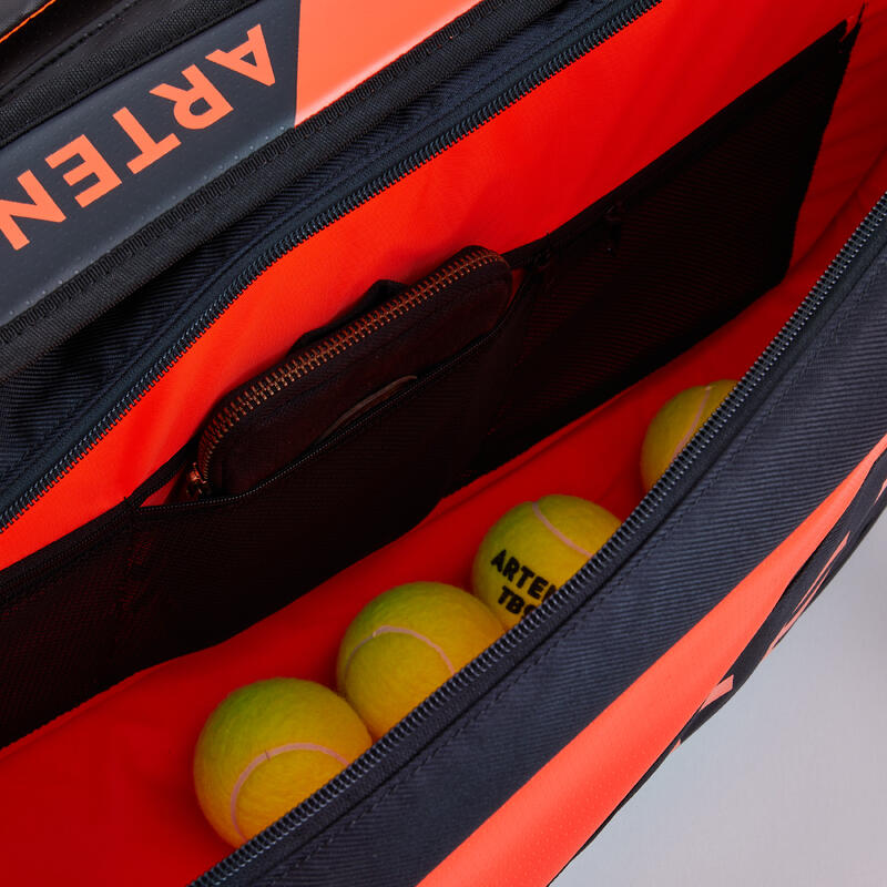 RAQUETERO TÉRMICO DE TENIS - ARTENGO XL PRO 12 RAQUETAS NEGRO NARANJA POWER