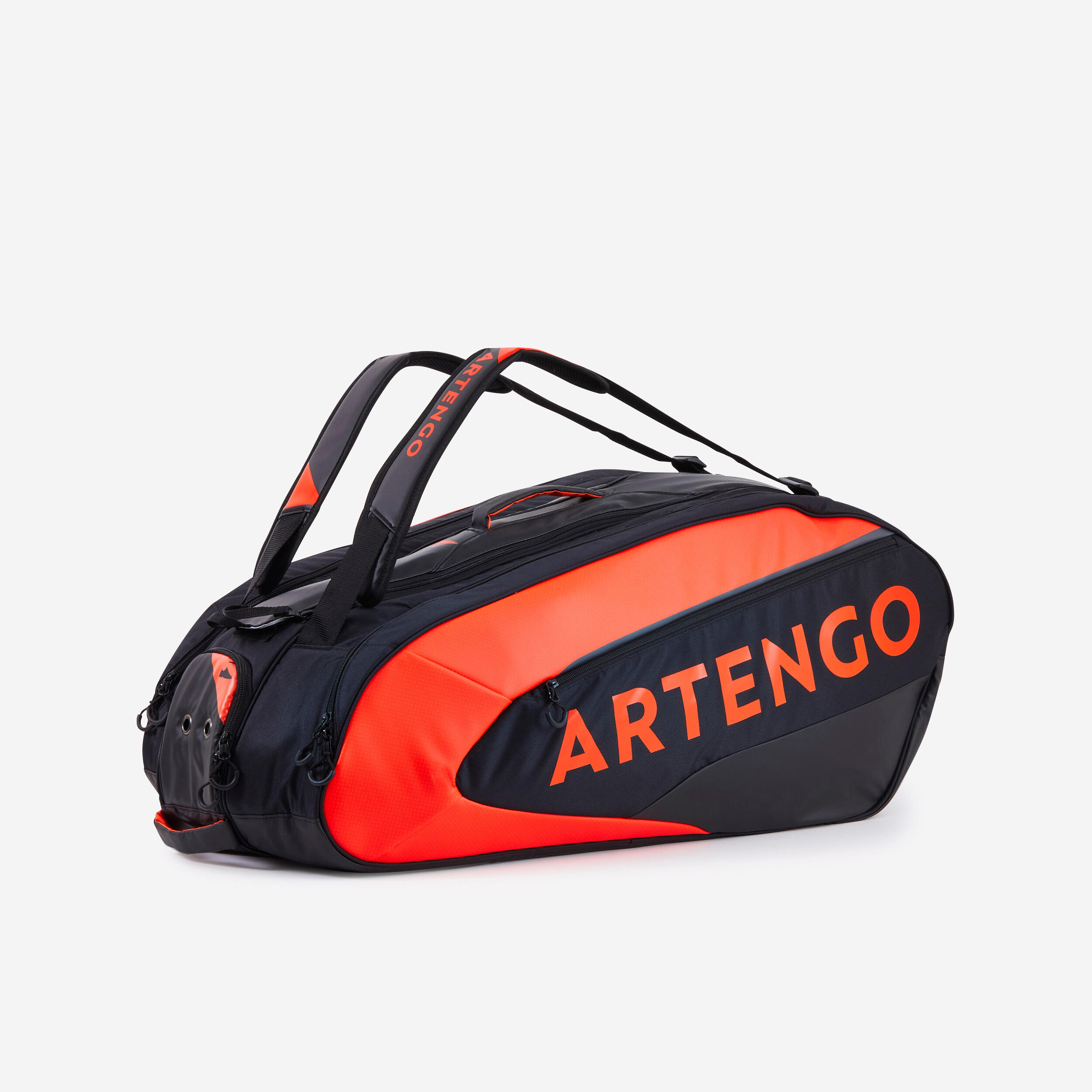ARTENGO Insulated 12-Racket Tennis Bag XL Pro - Black / Orange Power