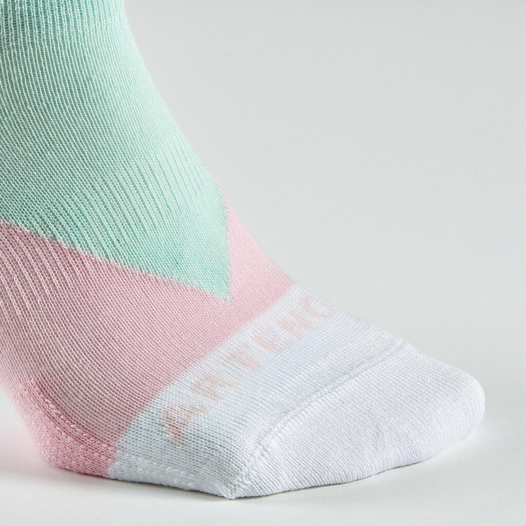 Chaussettes de sport basses Artengo RS 160 motif rose lot de 3.