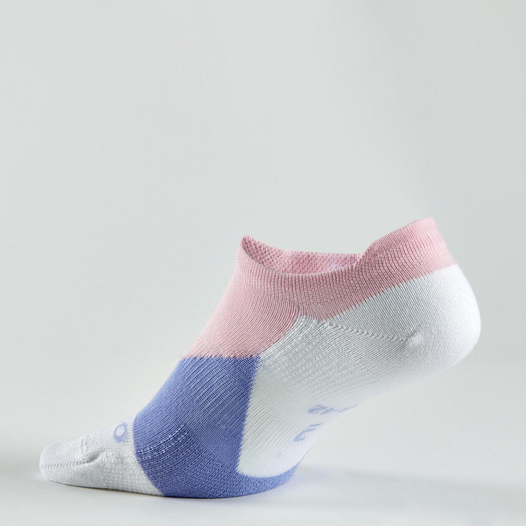Chaussettes de sport basses Artengo RS 160 motif rose lot de 3.