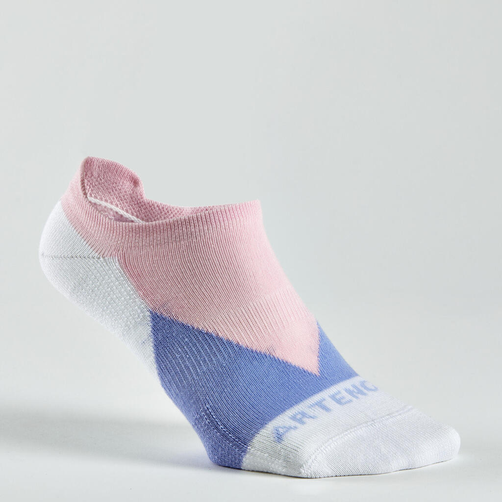 Chaussettes de sport basses Artengo RS 160 motif rose lot de 3.