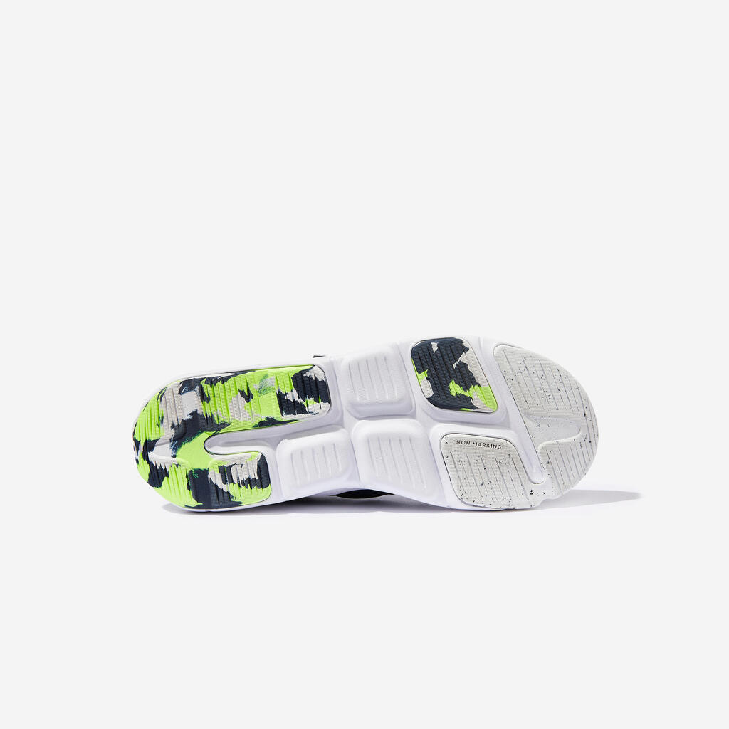 Kids' Lightweight Rip-Tab and Elasticated Laces Shoes Playful Fast - Black/Pink
