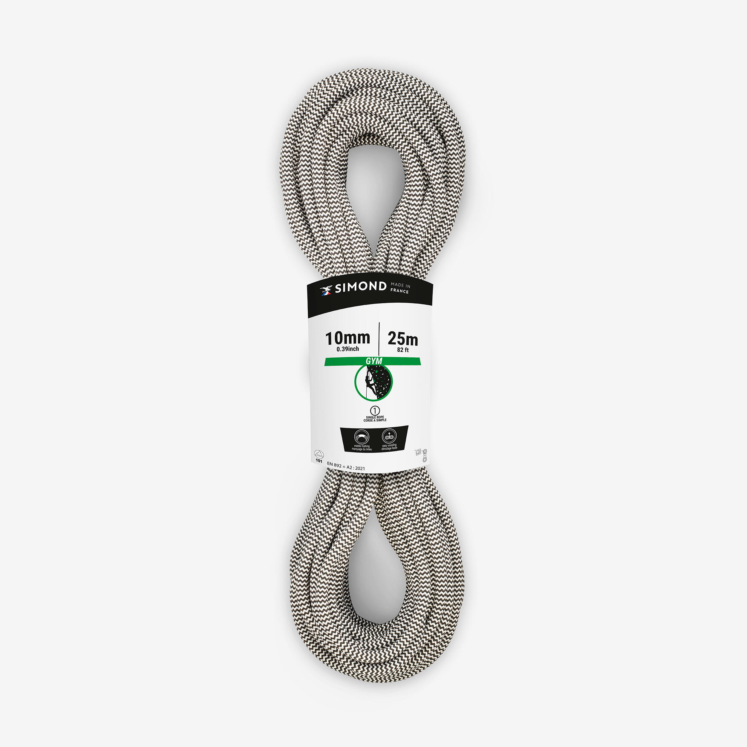 Corda de escalada 10 mm x 25 m - klimb gym preto