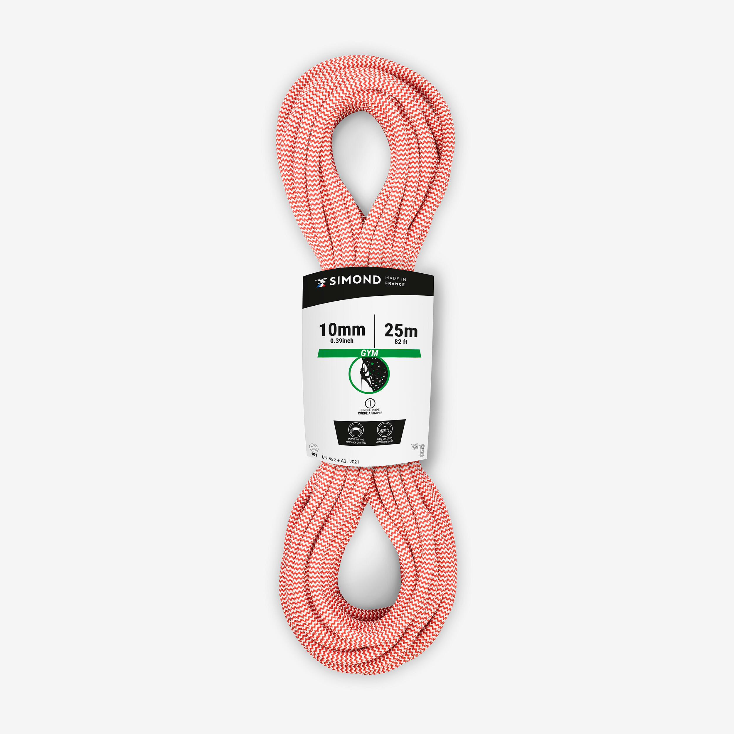 Climbing rope 10 mm x 25 m - Klimb Gym Red 1/4