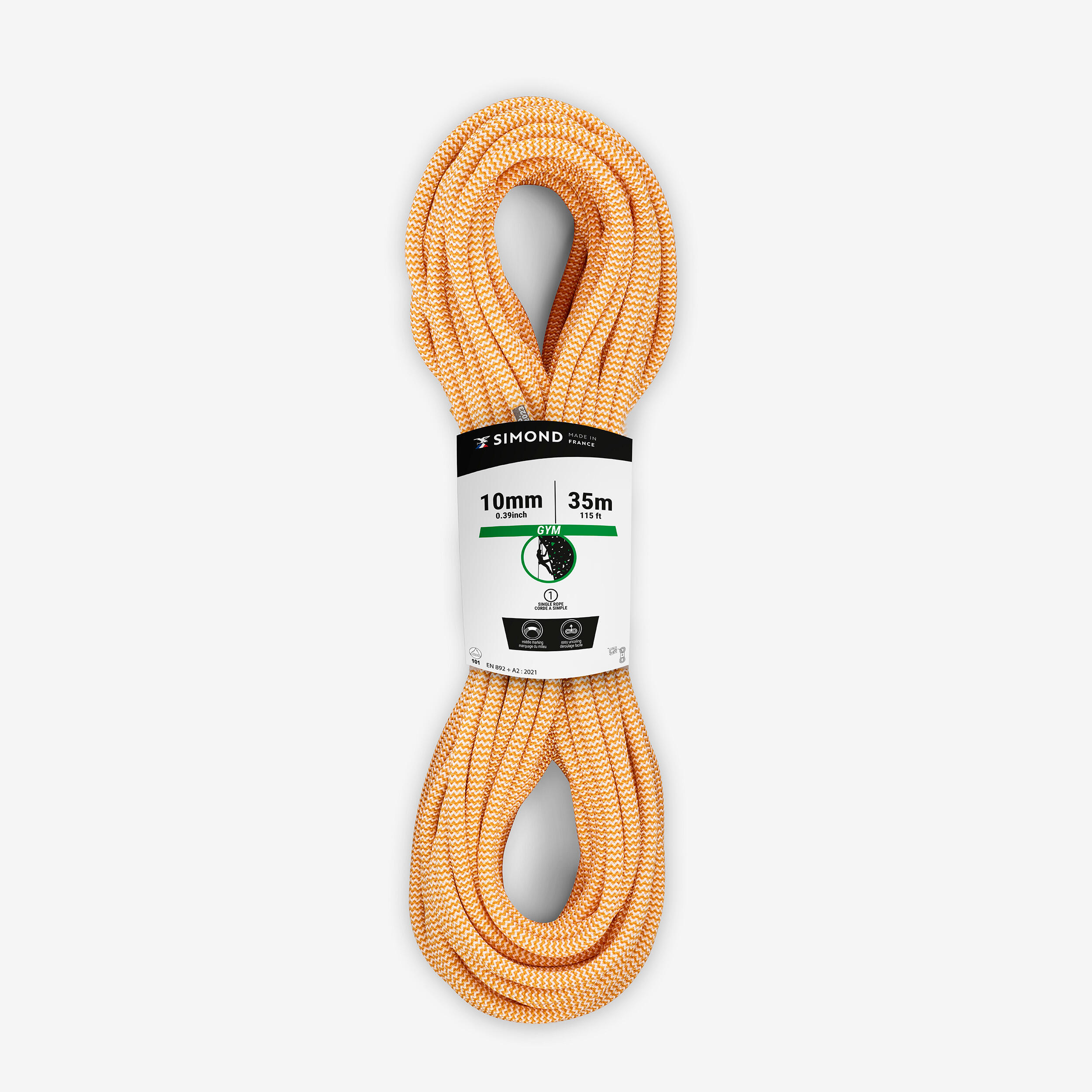Corda de escalada 10 mm x 35 m - klimb gym laranja