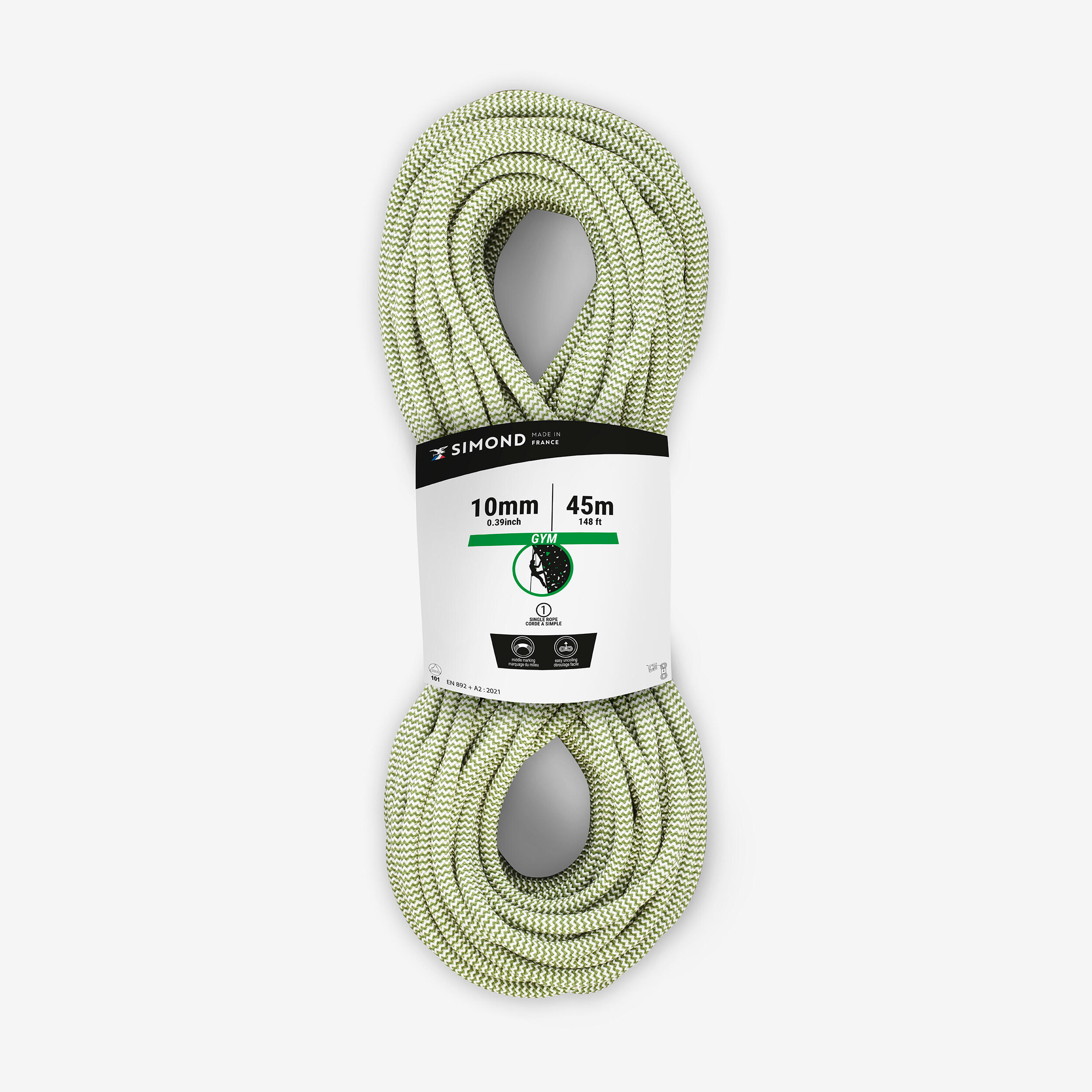 Climbing rope 10 mm x 45 m - Klimb Gym green