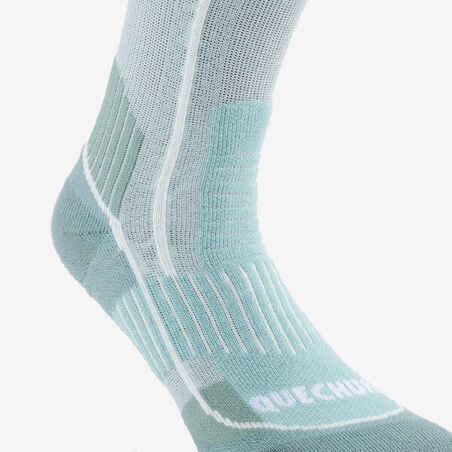 2 Ζευγ. Παιδικές κάλτσες πεζοπορίας SH500 MOUNTAIN MID - Μπλε/Πράσινο
