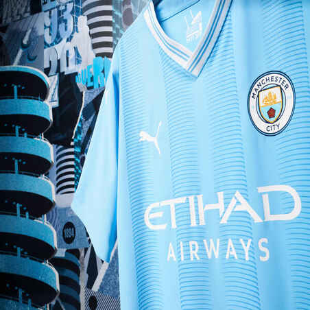 Vaikiški „Manchester City“ 23/24 m. sezono namų varžybų marškinėliai