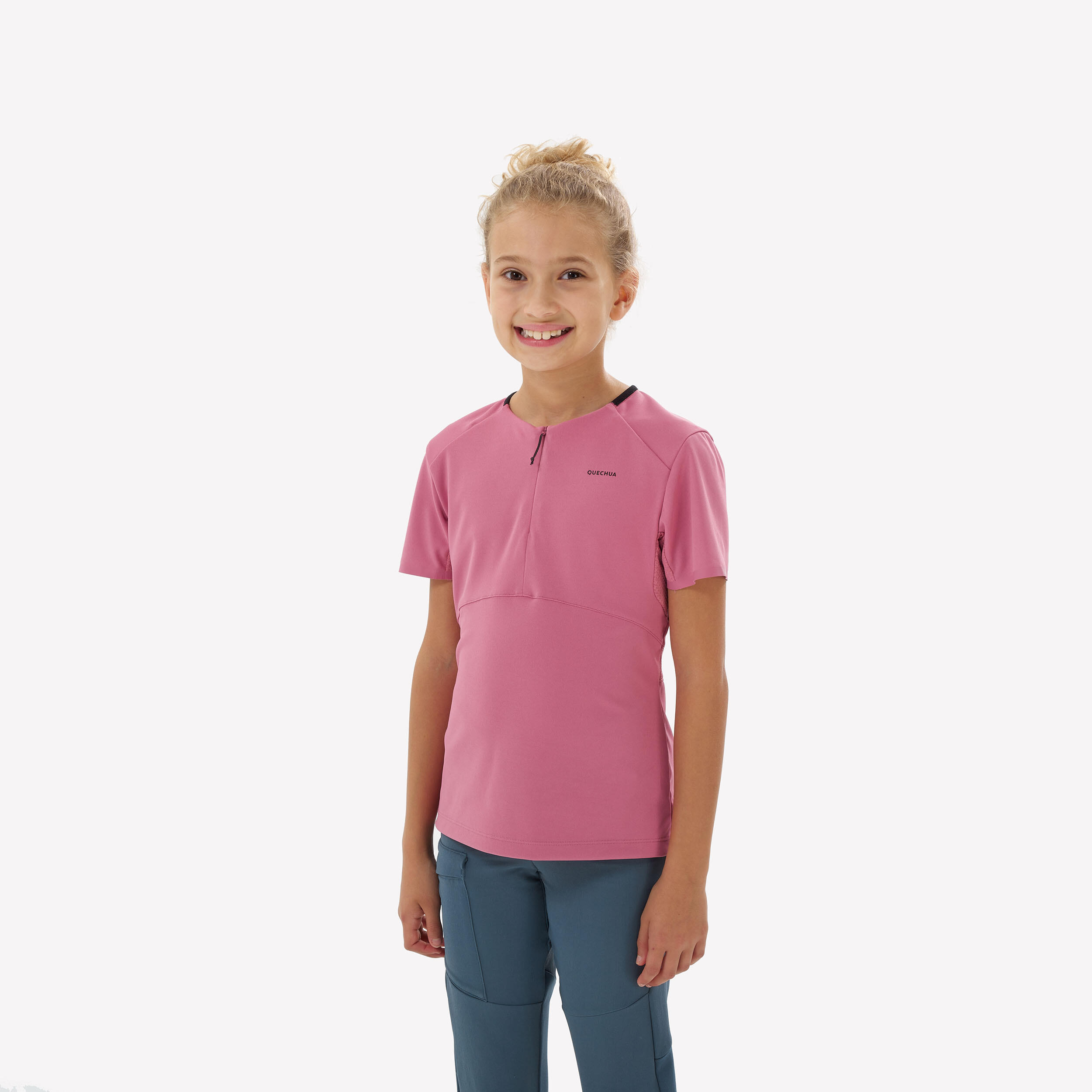 QUECHUA Kids’ Hiking T-Shirt - MH550 Ages 7-15 - Pink