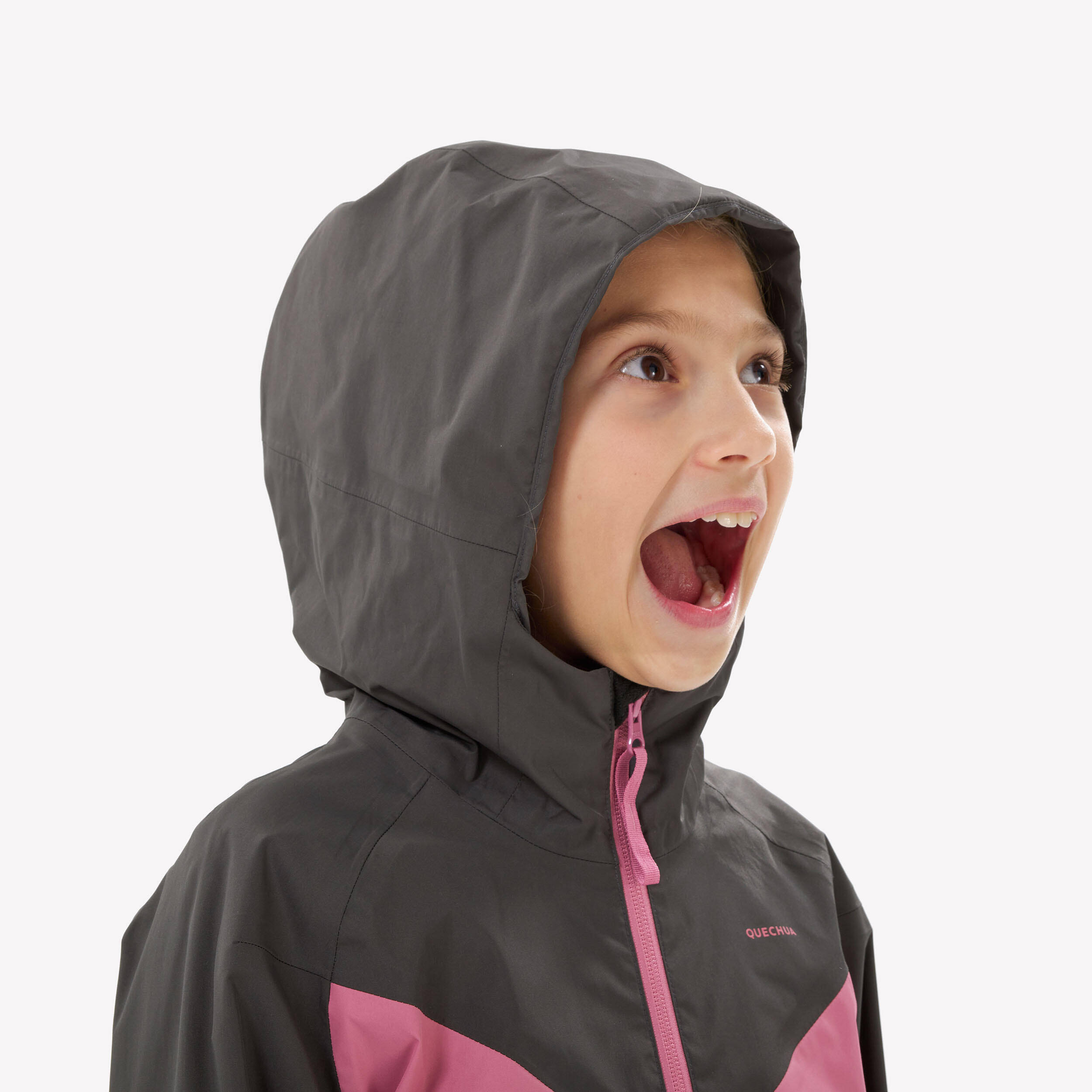Kids’ Waterproof Hiking Jacket - MH500 TW - Pink -  5