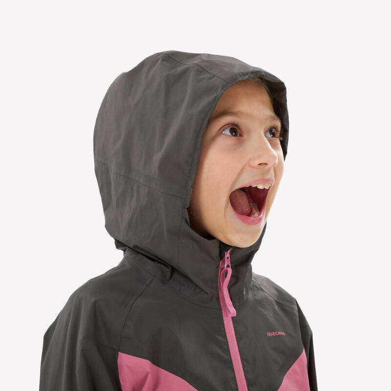 Regenjas voor wandelen meisjes 7-15 jaar MH500 roze