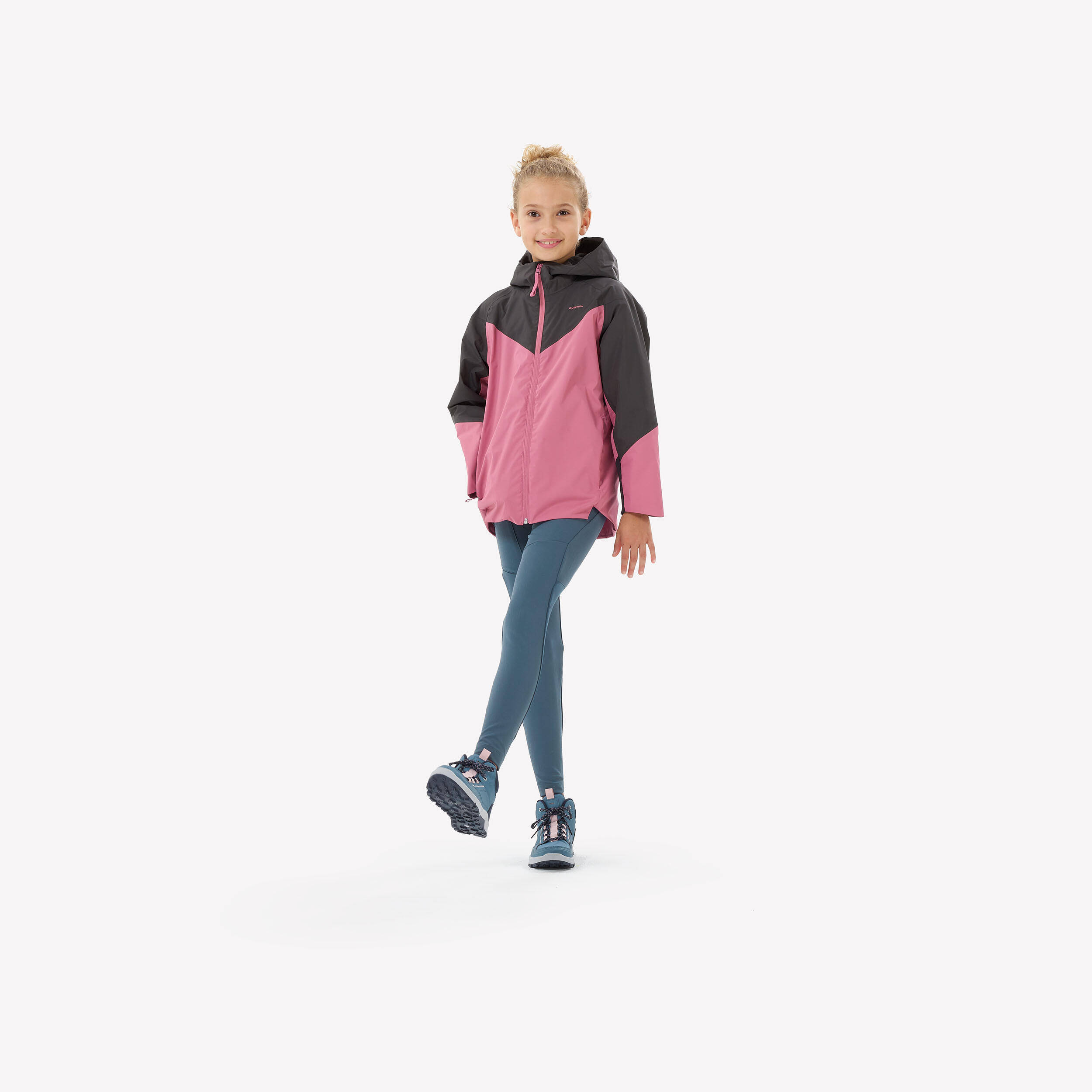 Kids’ Waterproof Hiking Jacket - MH500 TW - Pink -  2