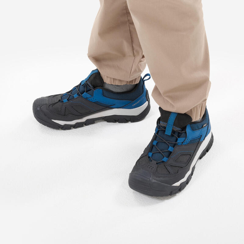 兒童綁帶防水登山健行鞋 CROSSROCK－藍色