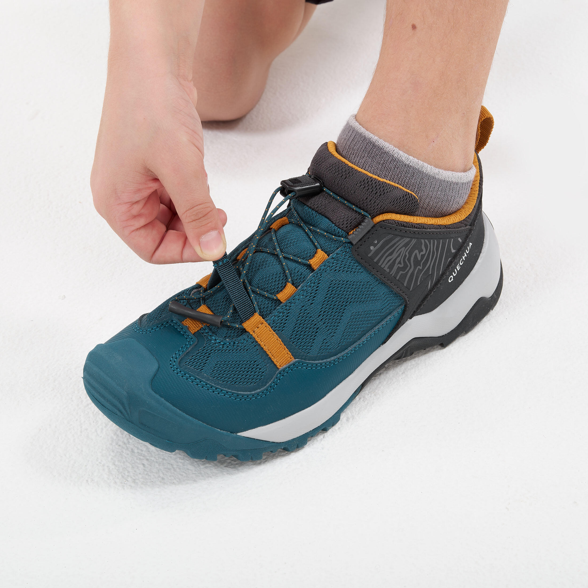 Wandelschoenen met snelle vetersluiting voor kinderen Crossrock oker maat 35-38 6/6