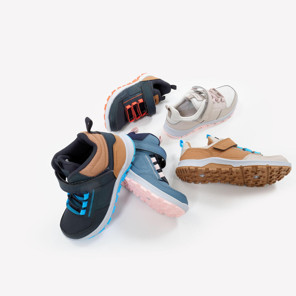 Chaussures de randonnée mid déperlantes à scratch 28 au 34 enfant, NH500 bleu