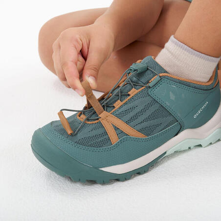 Cipele za planinarenje Crossrock sa brzim sistemom za pertlanje dečje - smeđe