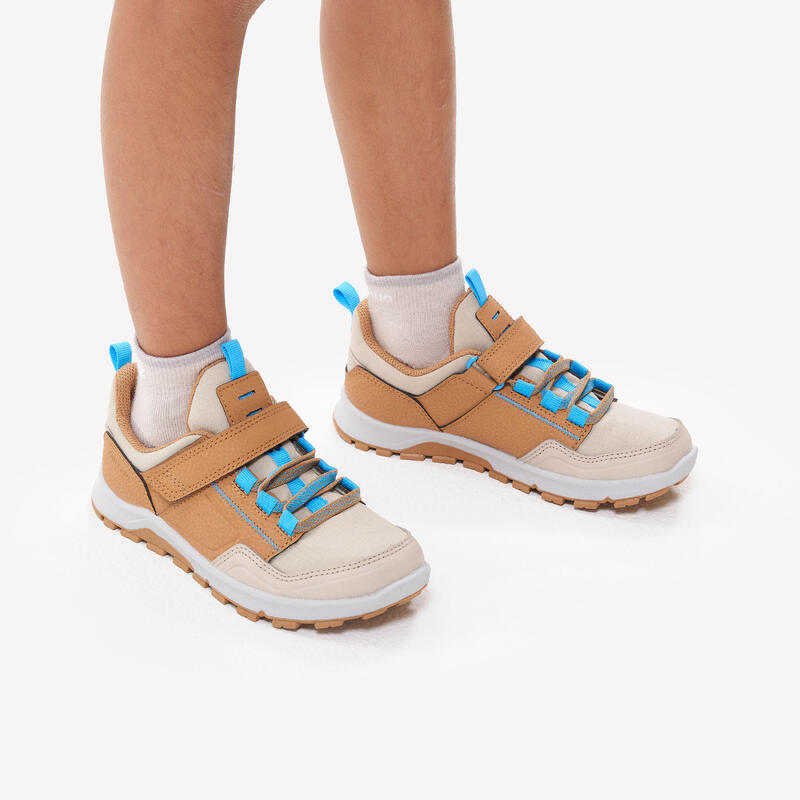 Chaussures de randonnée enfant avec scratch - NH500 LOW MARRON/BLEU - 28 AU 34