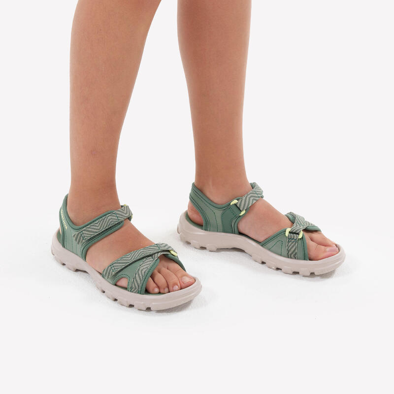 Wandelsandalen voor kinderen MH100 TW kaki geel maat 32 tot 37