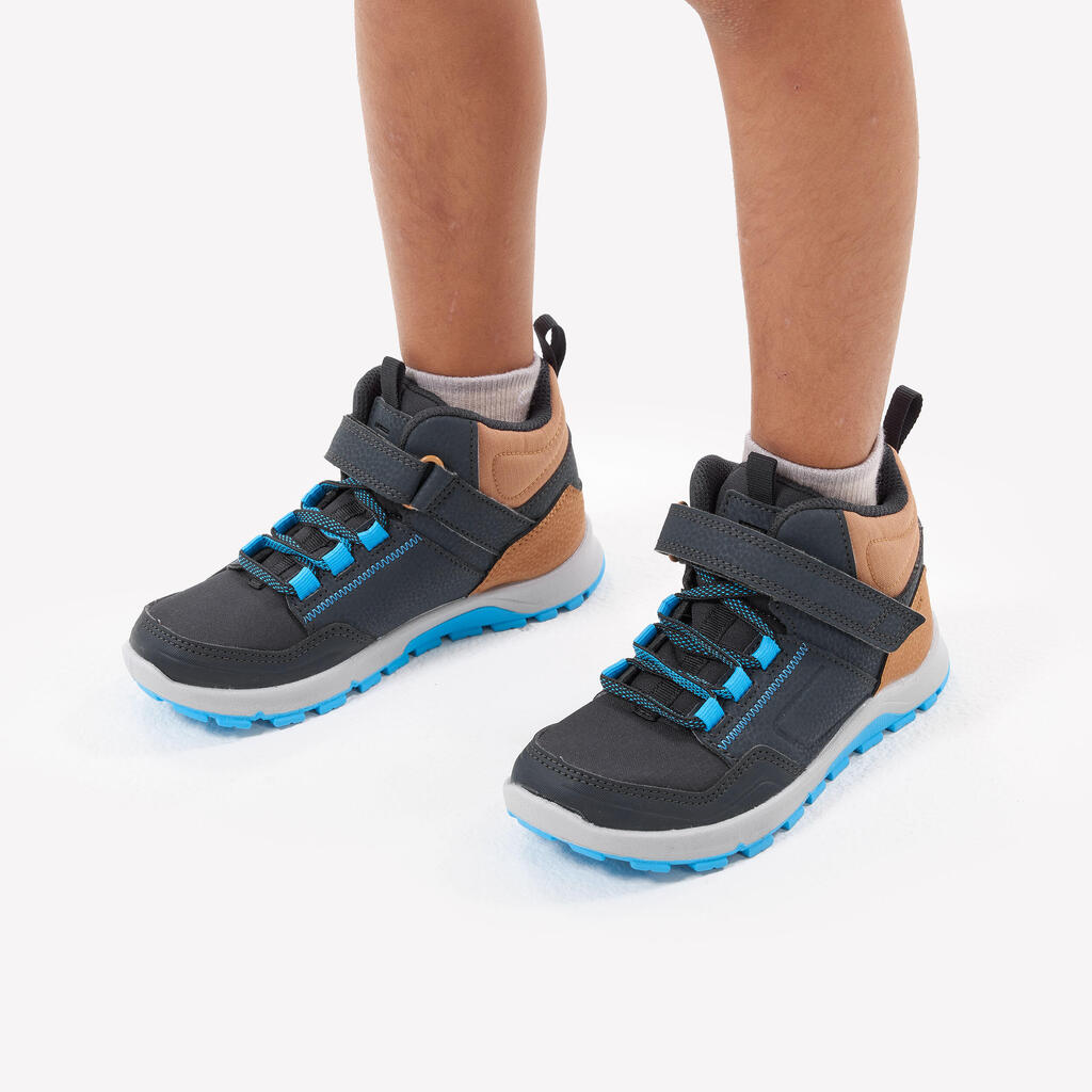 Chaussures de randonnée mid à scratch 28 au 34 enfant, NH500 gris