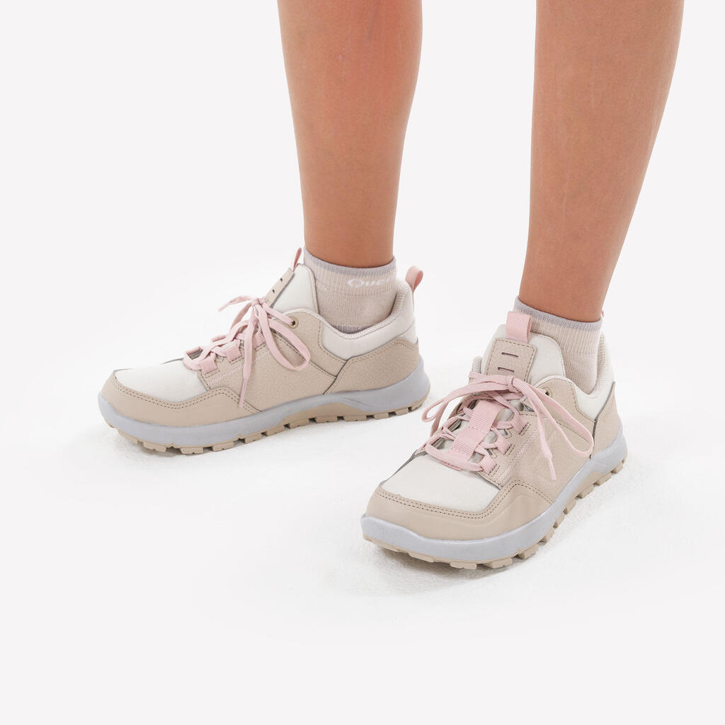 Wanderschuhe Kinder Grösse 35-38 niedrig mit Schnürung - NH500 Low beige/rosa 