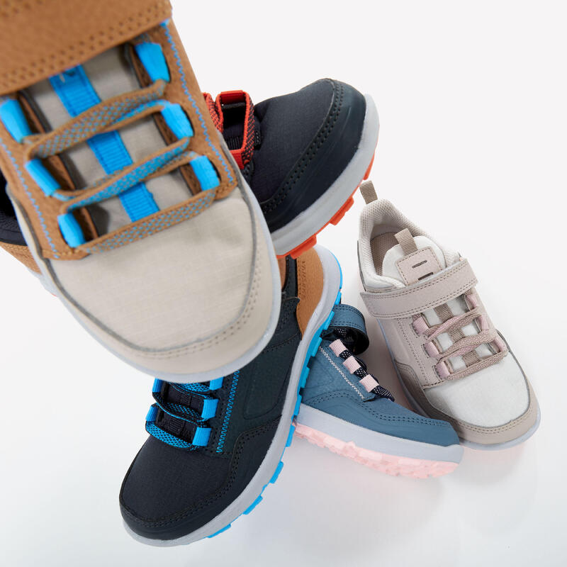 Chaussures de randonnée enfant avec scratch - NH500 LOW MARRON/BLEU - 28 AU 34