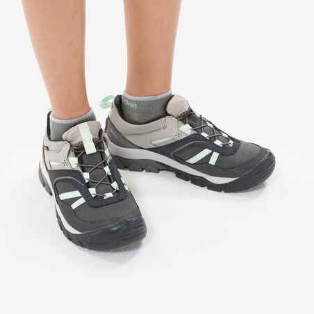 Παιδικά αδιάβροχα παπούτσια πεζοπορίας με κορδόνια - CROSSROCK γκρι - Μεγ. 35-38