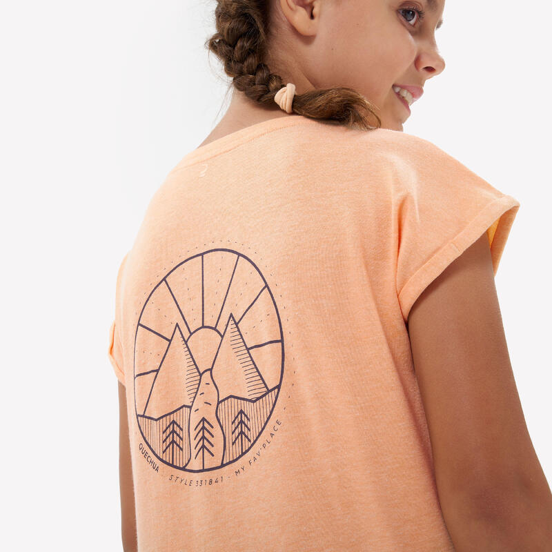 T-shirt de caminhada menina - MH100 laranja - Criança - 7-15 ANOS