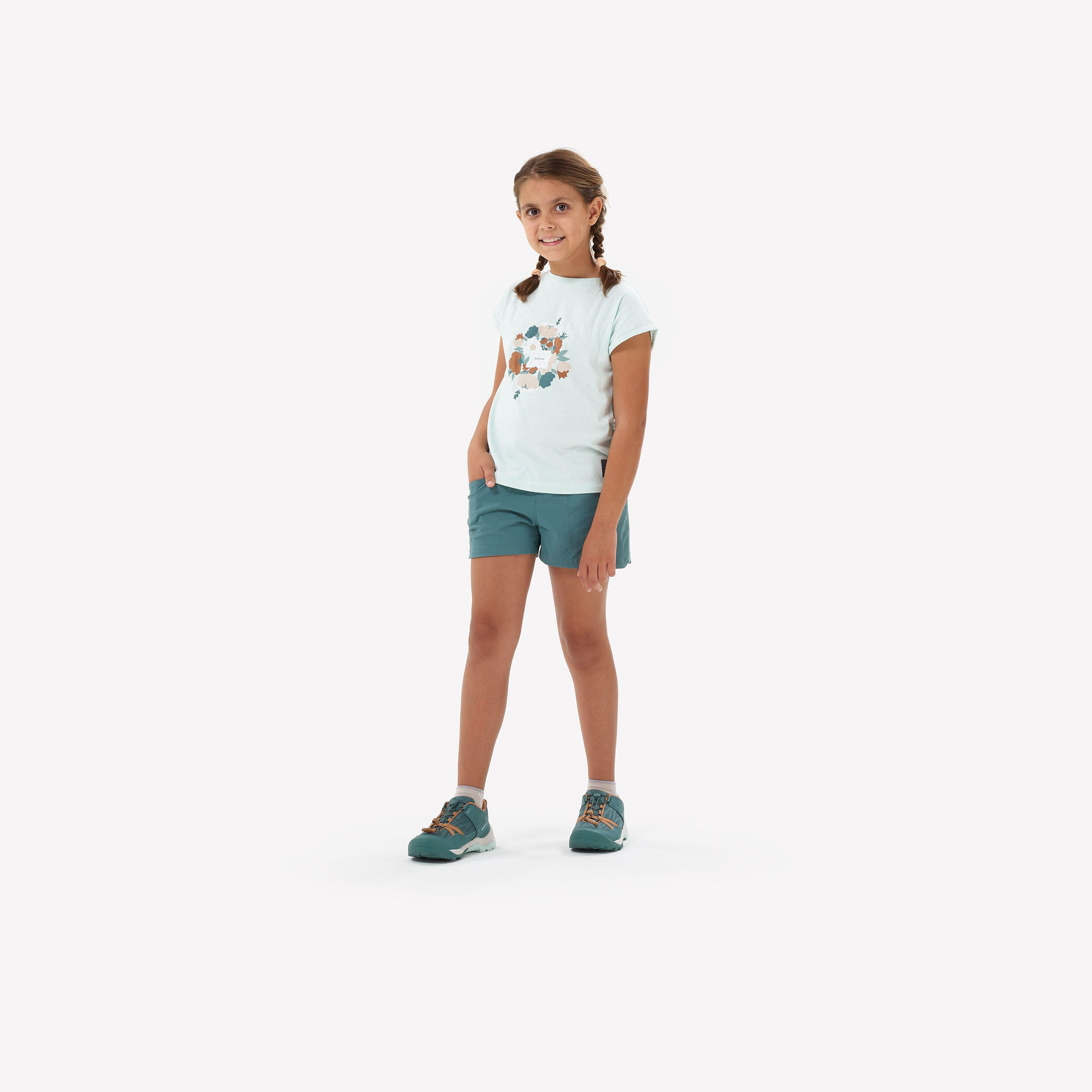 Girls’ Hiking T-Shirt - MH100 Ages 7-15 - Turquoise 2/6