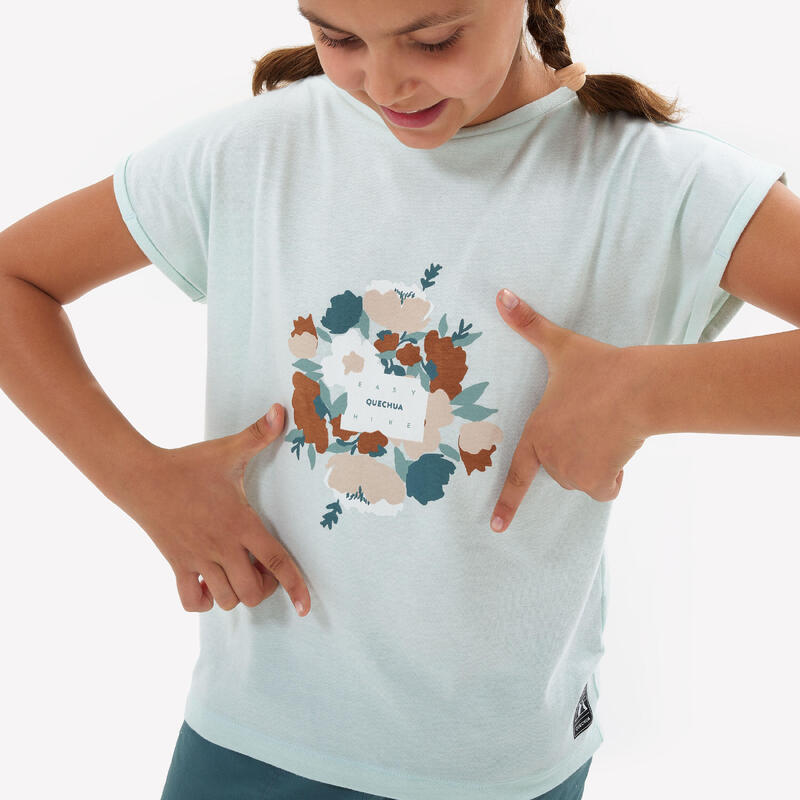T-Shirt de randonnée fille - MH100 turquoise - 7-15 ANS