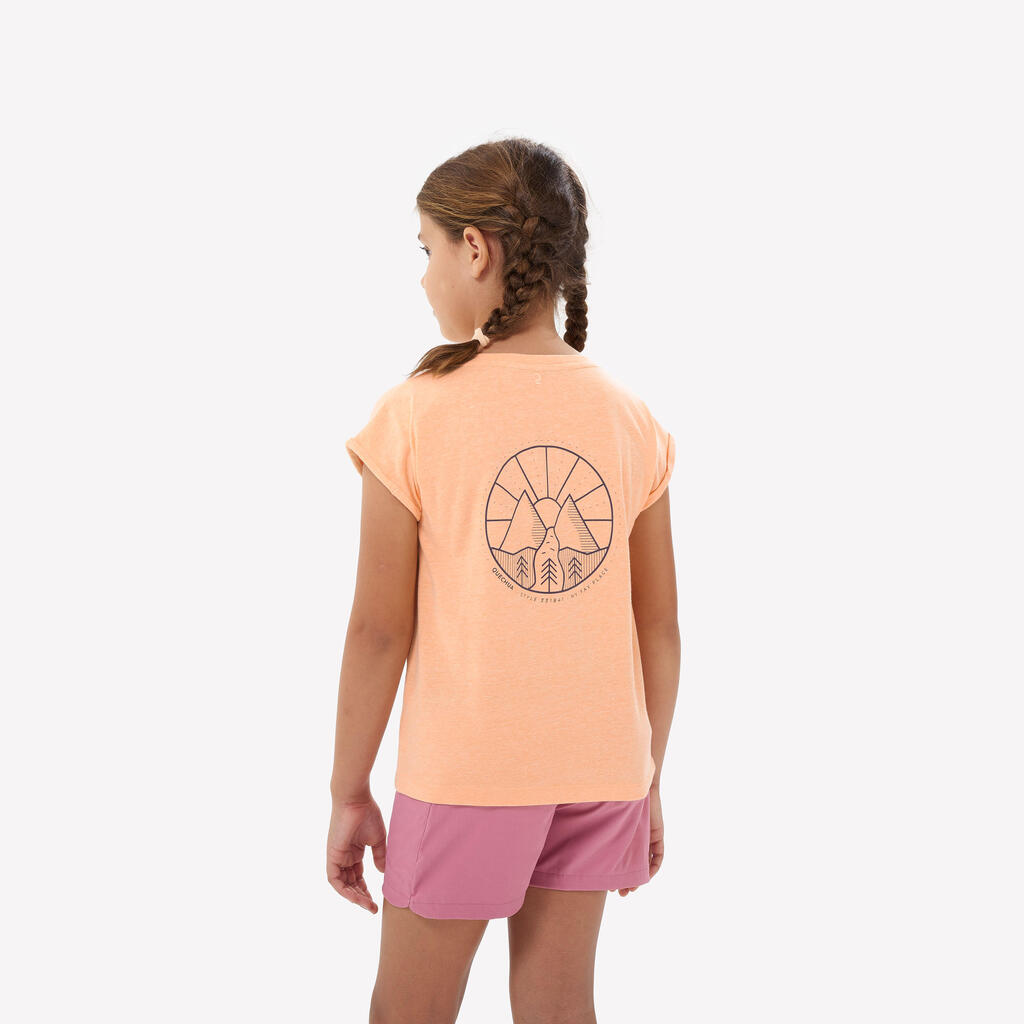 Meiteņu pārgājienu T krekls “MH100”, vecumā no 7 līdz 15 gadiem, tirkīza