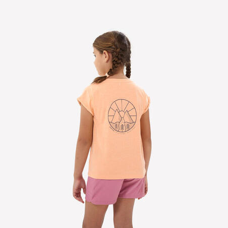Majica kratkih rukava za planinarenje MH100 za devojčice - narandžasta