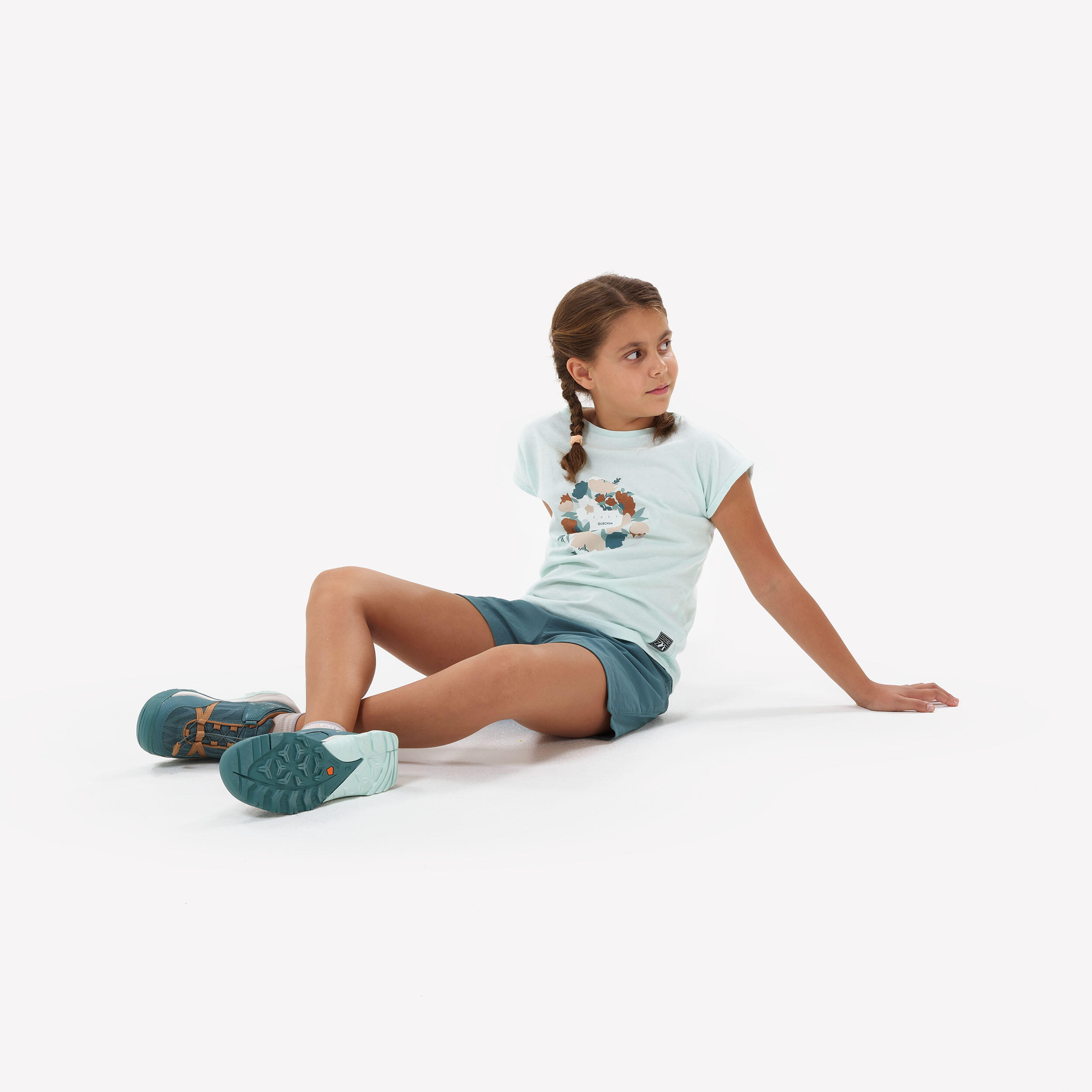 Girls’ Hiking T-Shirt - MH100 Ages 7-15 - Turquoise 5/6