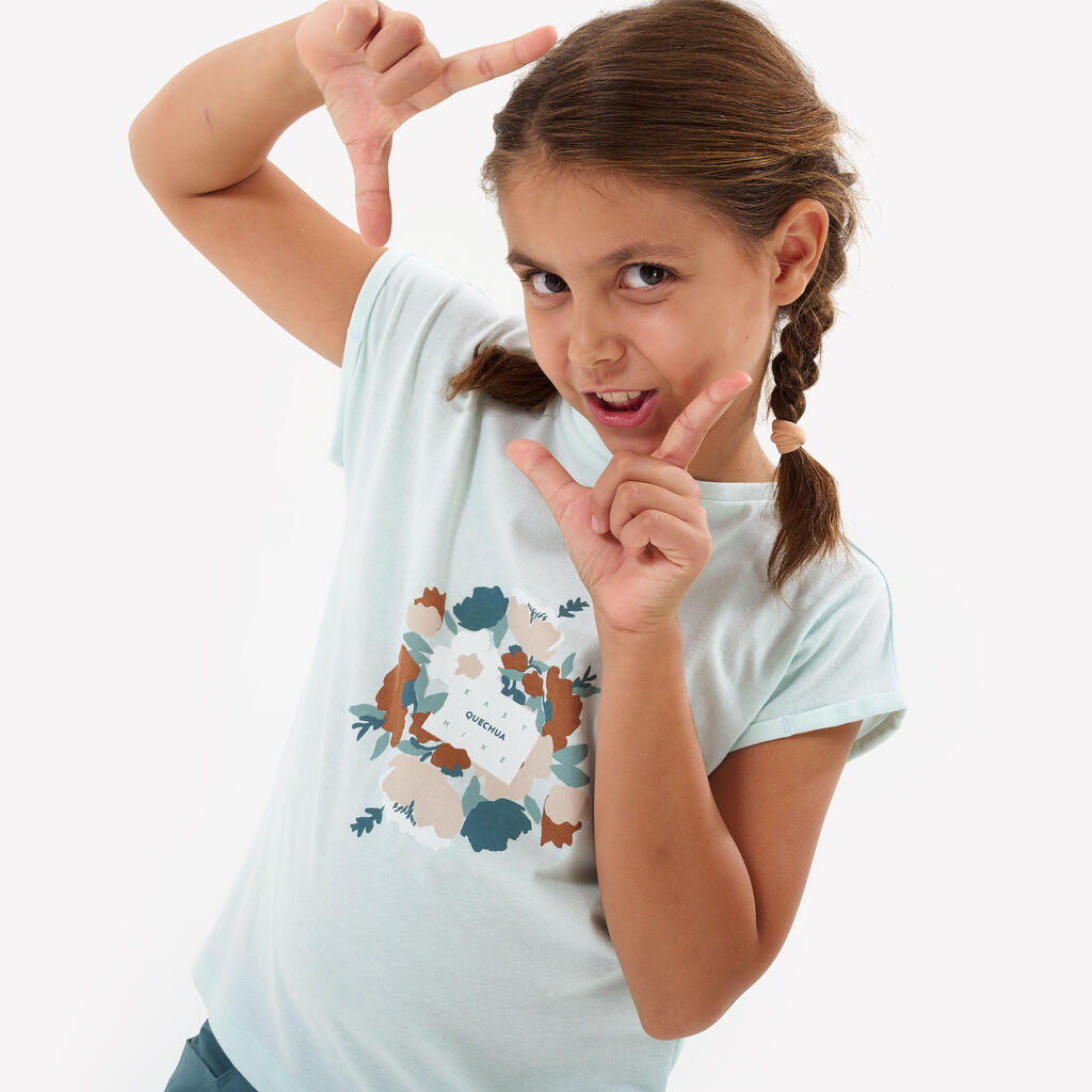 T-Shirt de randonnée fille - MH100 turquoise - 7-15 ANS