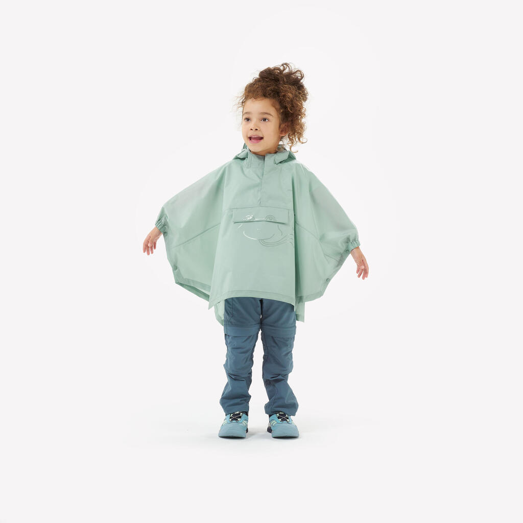 Poncho Regencape Kinder Gr. 92–116 Bergwandern - MH100 grün