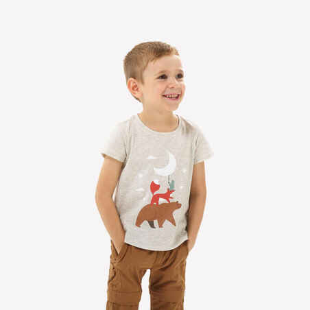 Bež pohodniška majica s kratkimi rokavi MH100 za otroke 