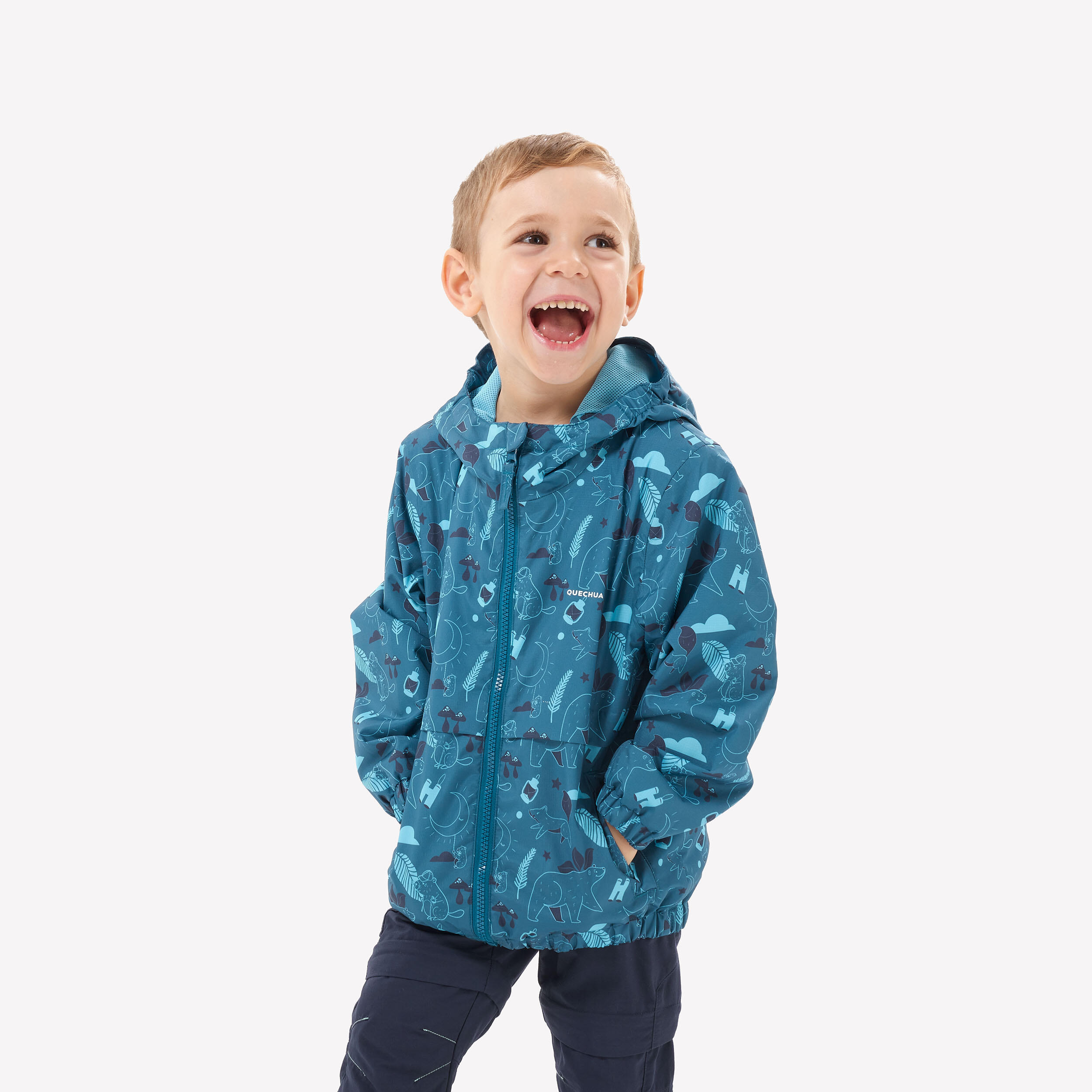 Kids’ waterproof hiking jacket 2-6 years, MH500 - Blue