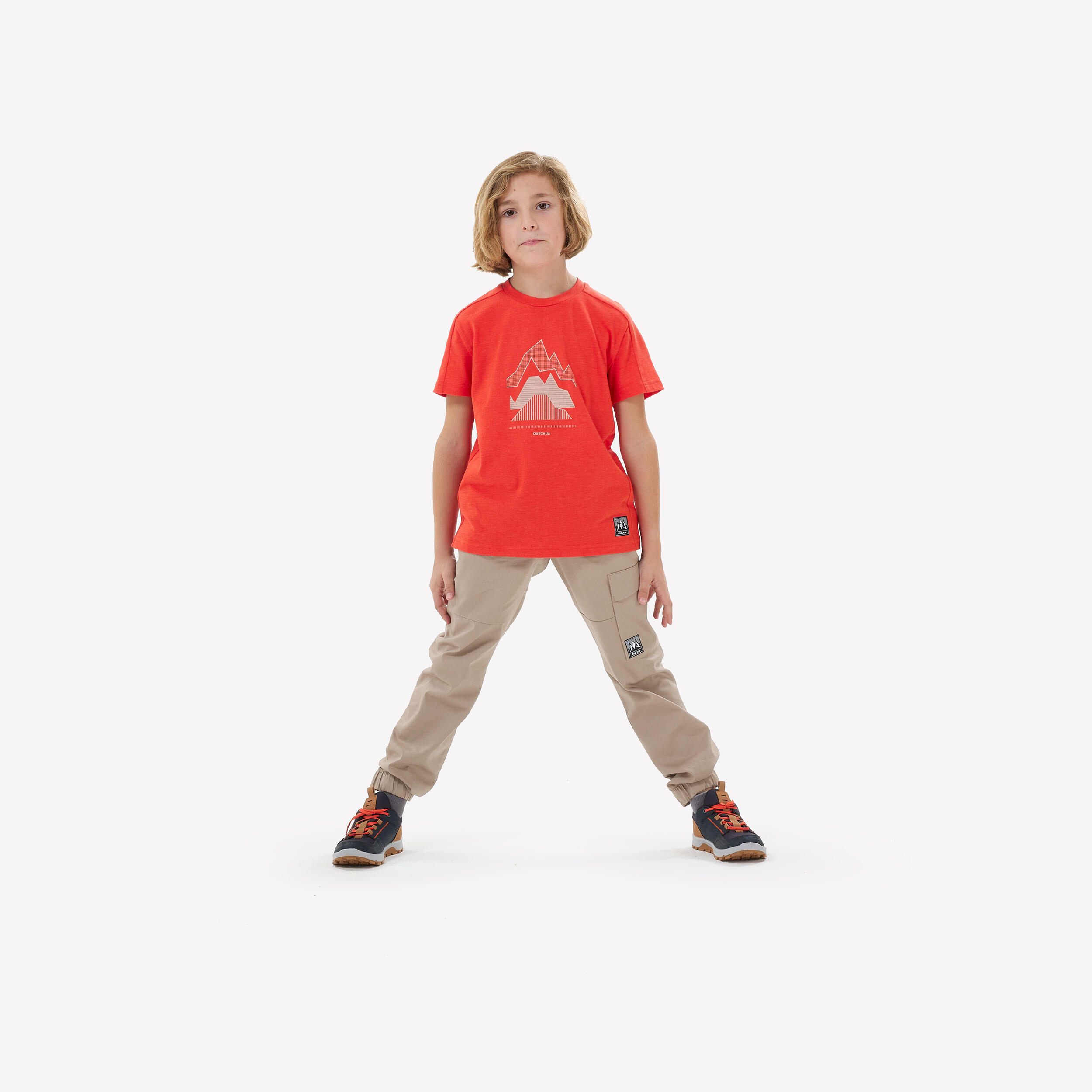 Kids’ Hiking T-Shirt - MH100 Ages 7-15 - Red 5/6