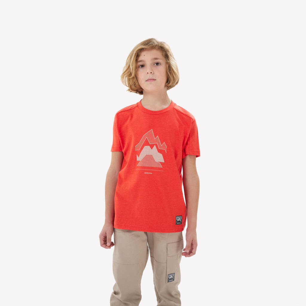 T-Shirt de randonnée MH100 rouge - 7-15 ans