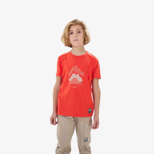 
      Majica kratkih rukava za planinarenje MH100 za dječake 7-15 godina crvena
  