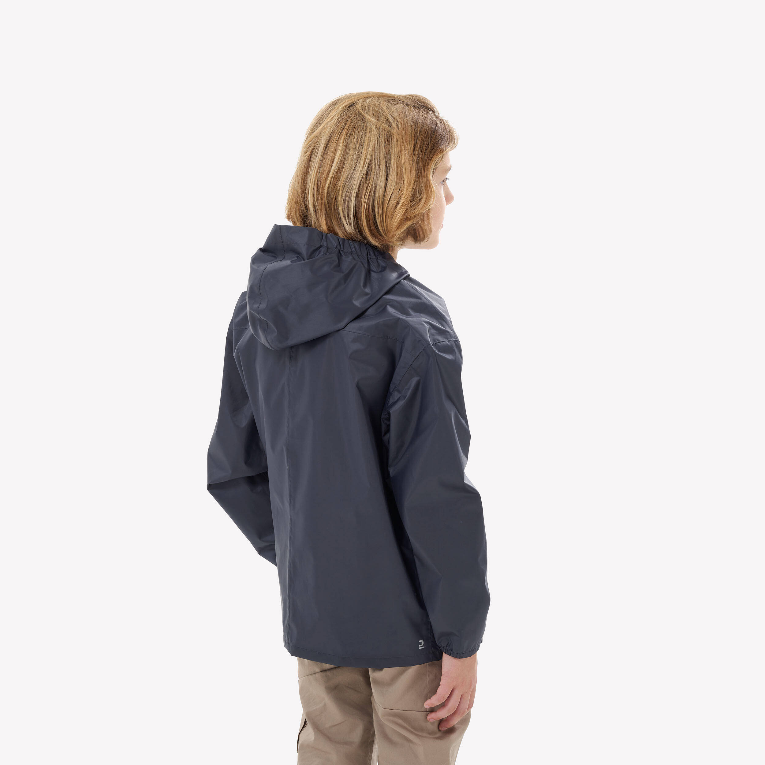 Kids’ waterproof hiking jacket, half-zip, 7-15 years, MH100 - Black -  5