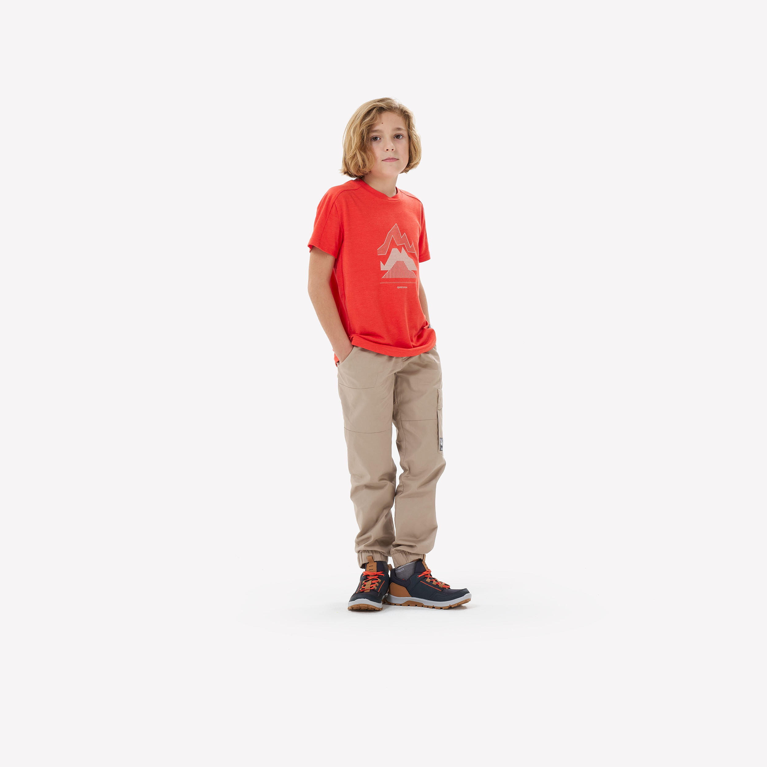 Kids’ Hiking T-Shirt - MH100 Ages 7-15 - Red 6/6