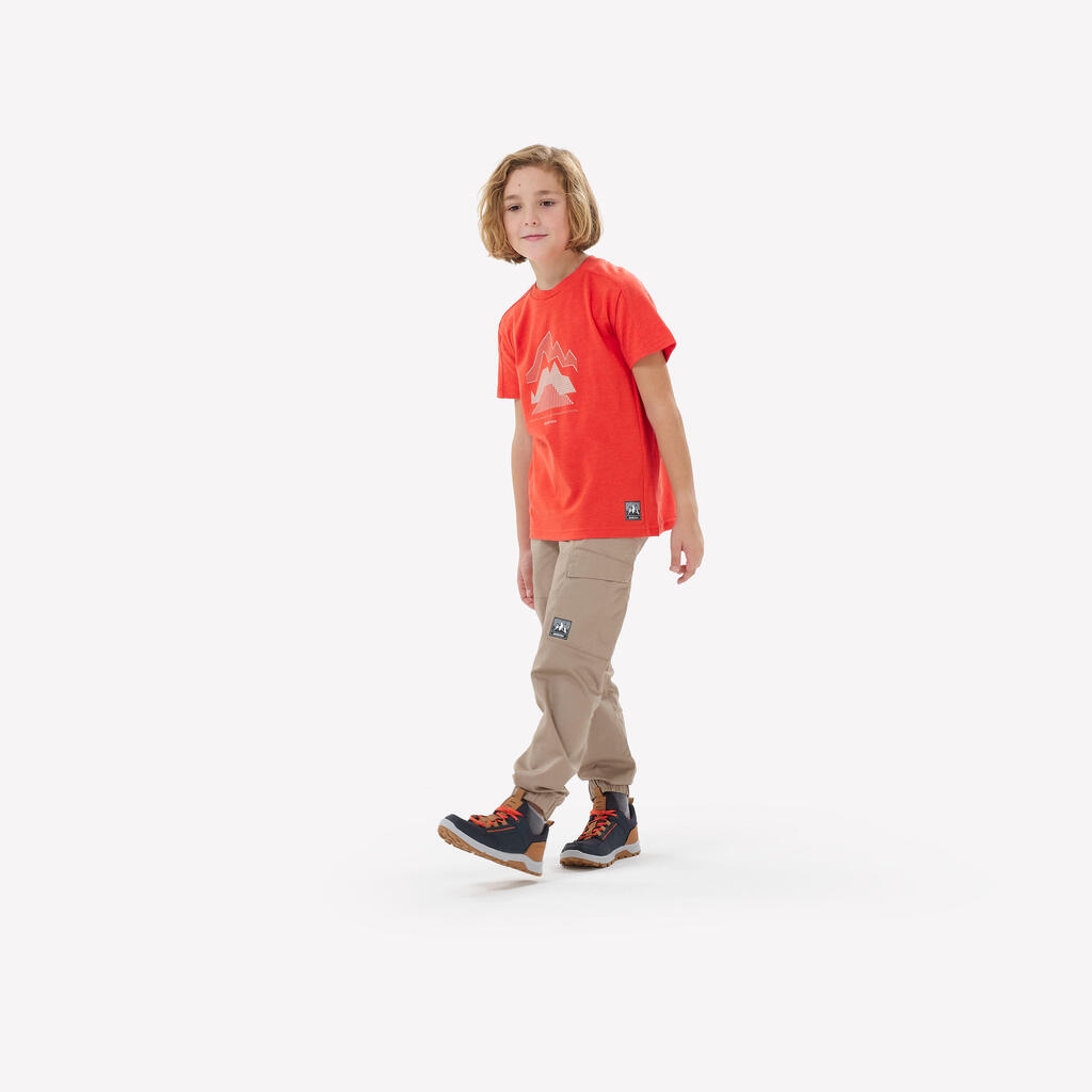 T-Shirt de randonnée MH100 rouge - 7-15 ans