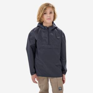 Kids’ waterproof hiking jacket, half-zip, 7-15 years, MH100 - Black